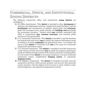 [COMMERCIAL, OFFICE, AND INSTITUTIONAL ZONING DISTRICTS]