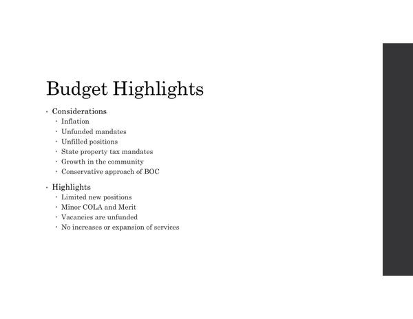 Budget Highlights