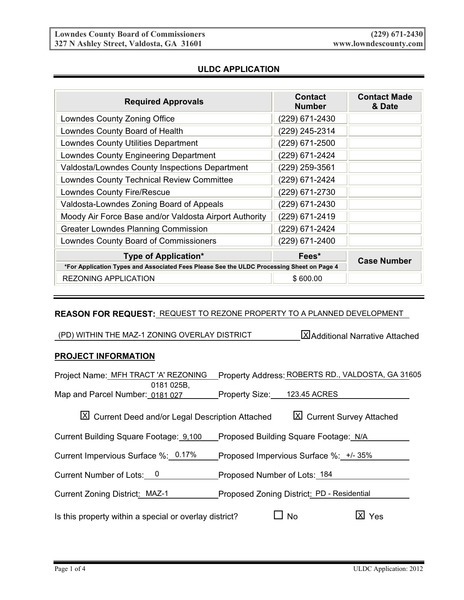 MFH Tract A Rezoning Cover Letter ULDC Application 7 8 13 006